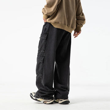 Aidase Workwear Multi-pocket Design Jeans Men's Vintage Japanese-style Casual Pants Country Trend Loose Long Pants aidase-shop